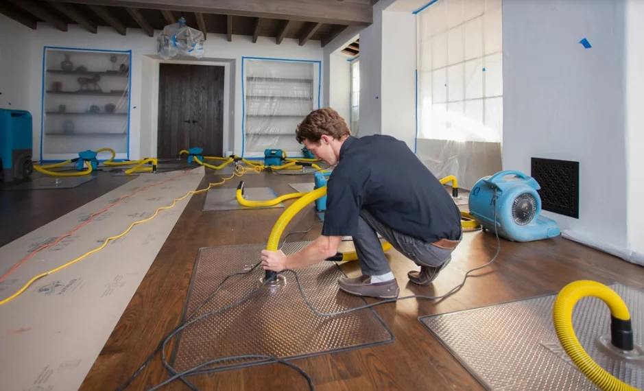 A man is working water damage work in garland