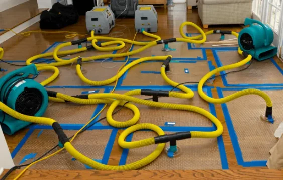 Water Damage machines working in garland